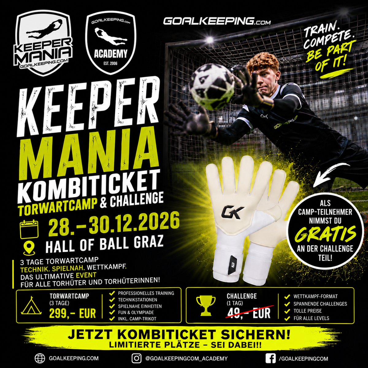 Kombi-Ticket Winter-Torwartcamp und KEEPERMANIA Challenge Graz
